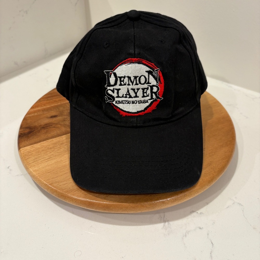 Demon Slayer Strapback Cap Men Black Embroidered Anime Kimetsu no Yaiba Hat